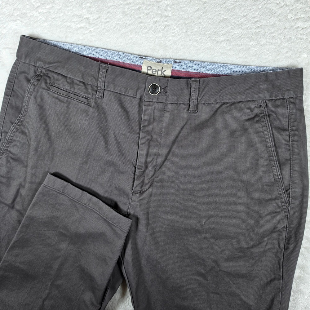 NEW Perk Slim Fit + Stretch Mens 36/30 Grey Spandex Chino Pants